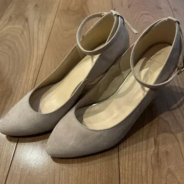 베이지 스웨이드풍 하이힐 펌프스 23cm