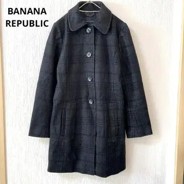 바나나리퍼블릭 코트 스탠칼라 이탈리아제 원단 울 혼방 체크