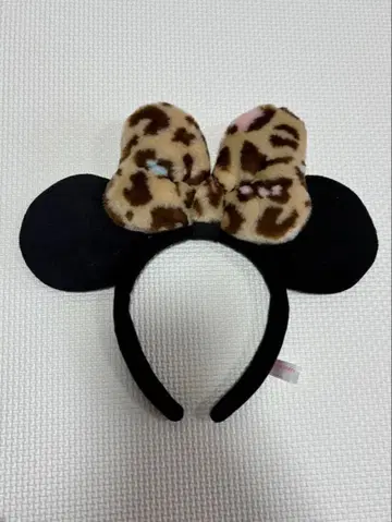 레오파드 무늬 리본 포함 미니 머리띠