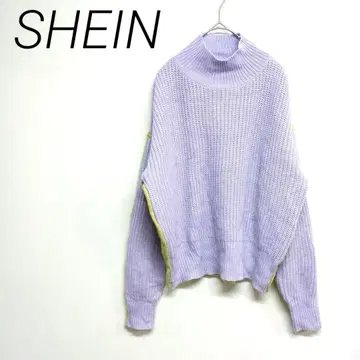 SHEIN 라벤더 터틀넥 니트 M 2톤 그린 악센트