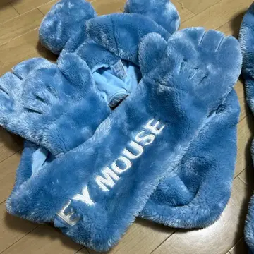 미키마우스 스카이블루 플리스 캡