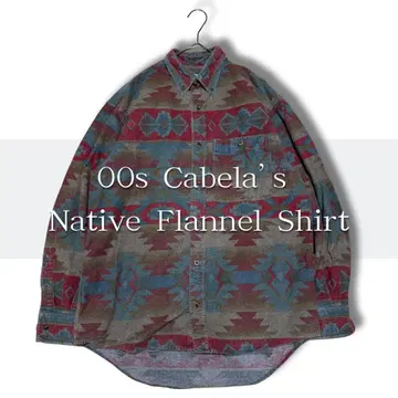 00년대 Cabela's 네이티브 무늬 플란넬 셔츠 M