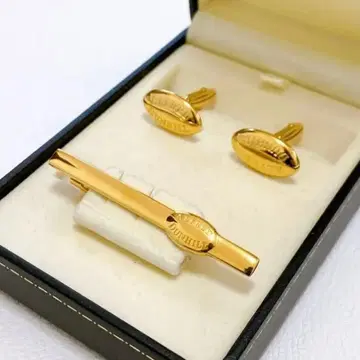 새상품급 던힐 dunhill 넥타이핀 커프스 세트 박스 포함 로고 골드