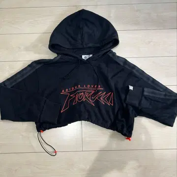 adidas 후드 부착 후드티 크롭