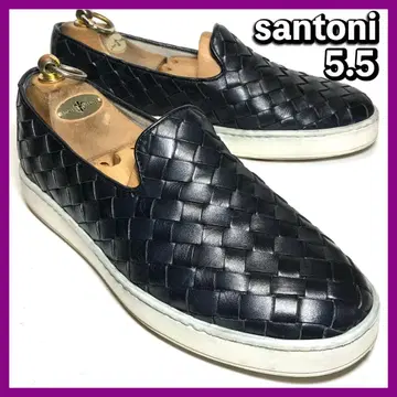 산토니 5.5 약 26cm 남성용 슬립온 인트레차트 블랙