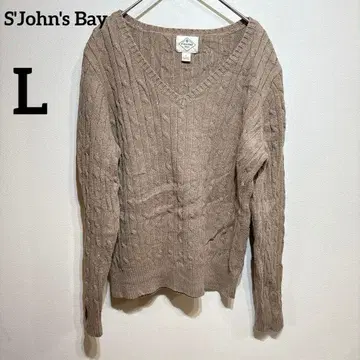 S'John's Bay [ L ] 베이지 V넥 니트 스웨터 케이블