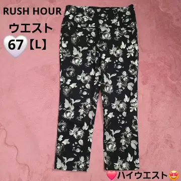 RUSH HOUR 꽃무늬 캐주얼 팬츠 하이웨스트 7부 기장 허리 67