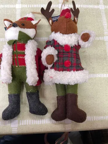 크리스마스 여우 루돌프 봉제 인형 오너먼트