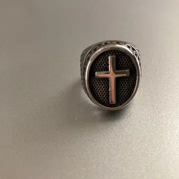 크로스 모티브 남성용 반지 실버 블랙 17호