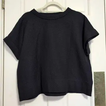 시온 다크 네이비 반팔 라운드넥 따뜻한 울 셔츠