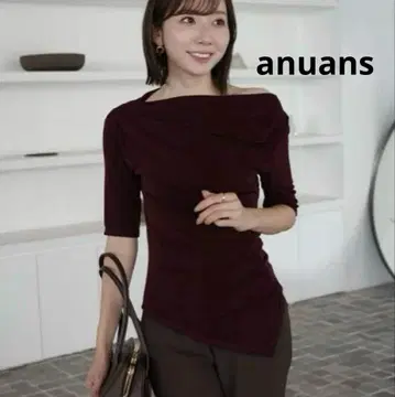 anuans 아뉴앙스 아세테이트 드레이프 컷 탑 버건디