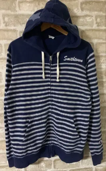 Champion 스트라이프 후드티 M 구제 가공