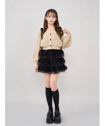 Darich 숄더 리본 V넥 니트탑