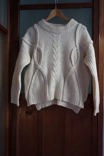 CLANE 케이블 짜임 스웨터 니트 화이트