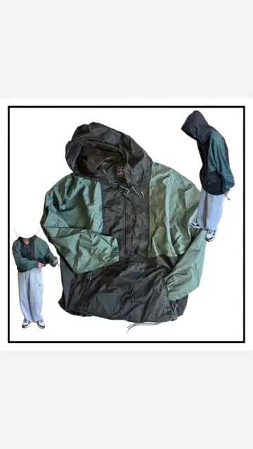 Jansport 후드 부착 나일론 자켓 그린/블랙