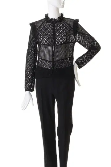 Loulou Willoughby 레이스 콤비 블라우스 블랙