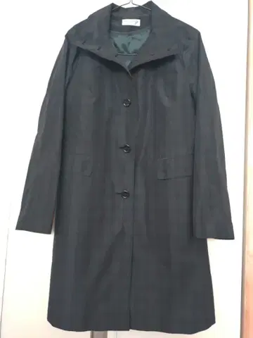 PERSON'S 다크 그린 체크 체스터 코트, 탈부착 가능 라이너 포함