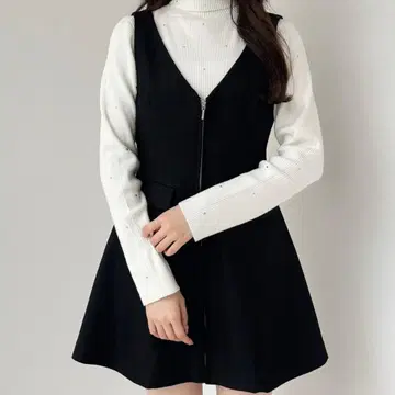 Heather 헤링본 ZIP 미니 점프 스커트 블랙