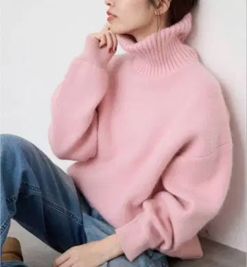 SLOBE IENA 워셔블 퍼리 더블 페이스 터틀 니트