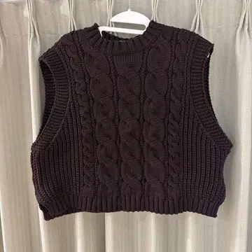 마오메이드 케이블 짜임 리브 니트 베스트 프리 사이즈