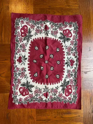 레어 LVC 이탈리아제 반다나 후르츠 패턴 버건디