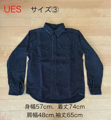 UES 인디고 스트라이프 플란넬 셔츠 사이즈 3