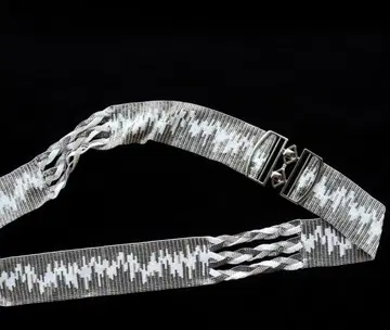 화이트 그레이 델리카 비즈 비즈 뜨기 벨트