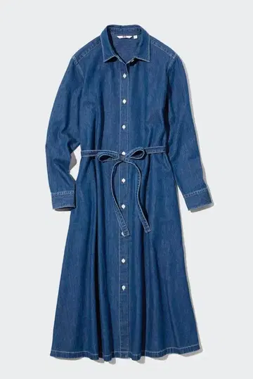 유니클로 데님 A라인 셔츠 원피스 XS 사이즈