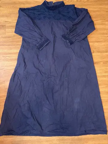 네이비 긴팔 셔츠 원피스 &yarn