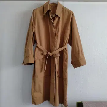 유니클로 U 베이지 롱 코트 허리 벨트 포함