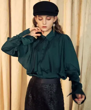 Eimy Istoire 빈티지 새틴 프릴 셔츠