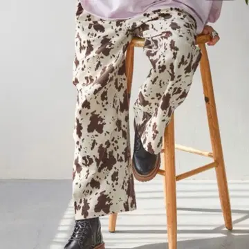 니코앤드 프린트 코듀로이 팬츠 카우 패턴 프리 사이즈 미사용 새상품