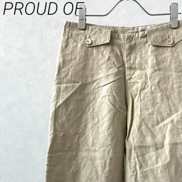 PROUD OF 와이드 팬츠 스트레이트 심플 루즈핏 마 혼방 안감 부착