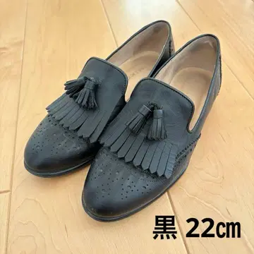 히미코 22cm 소가죽 메달리온 태슬 신발 프린지 로퍼