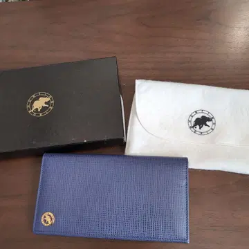 HUNTINGWorld 네이비 엠보 가죽 장지갑