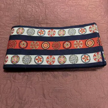 네이비 컬러 반폭 오비 꽃무늬 스트라이프