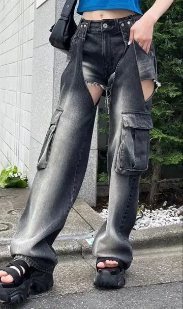 spiralgirl 데님 팬츠 그레이