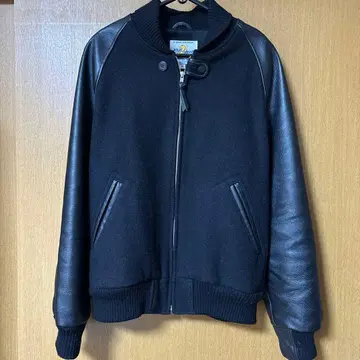 GB 스포츠 울 가죽 바시티 자켓 블랙 M