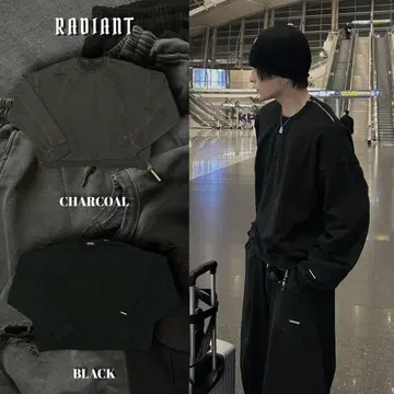 RADIANT 맨투맨 트레이닝복 블랙 차콜