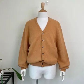 70s 알파카 울 니트 가디건 빈티지 구제 의류 오렌지