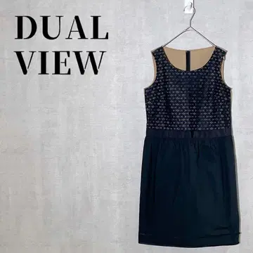 DUAL VIEW 사이즈 40(L) 레이스 절개 원피스 블랙 x 베이지