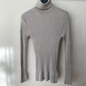 [ Demi-Luxe BEAMS ] 그레이 실크 리브 터틀넥 스웨터