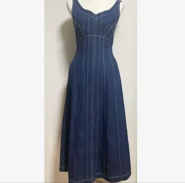 SNIDEL 스나이델 코르셋 라이크 점프 스커트 데님 스티치 원피스