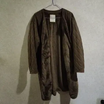 브라운 퀼팅 롱 코트