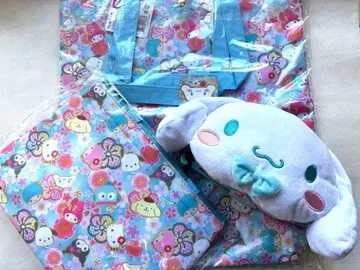 산리오 시나몬 페이스 미니백, 토트백, 토트 3세트 블루