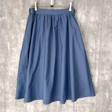 vis 무릎 기장 플레어 스커트 심플 무지 허리밴딩 고급