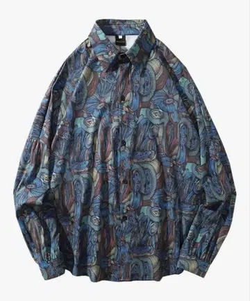 L 사이즈 다색 무늬 긴팔 셔츠