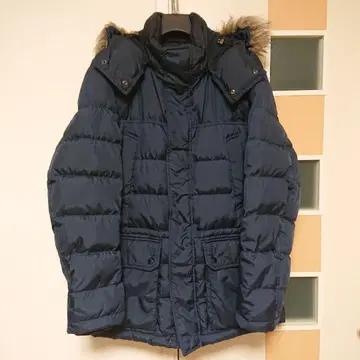유니클로 UNIQLO 다운 코트 자켓 인조 모피 네이비 XL