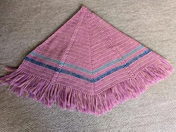 삼각형 스톨 숄 모 100% 손뜨개질 퍼플