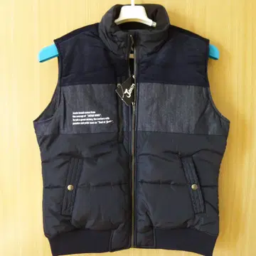 새상품 4L 남성용 Jawin 방한 베스트 네이비 데님 원단 절개